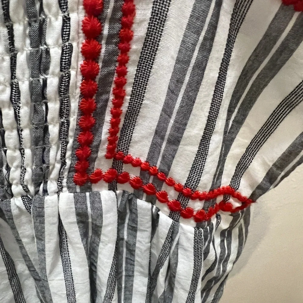 Kate Spade New York Broome Street Striped Embroidered Sleeveless Midi Dress XL